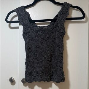 Free People Love Letter Tank in charcoal